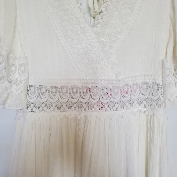 SOUTHERN FRIED CHICS DRESS WESTERN RODEO BOHO COASTAL COWGIRL CREAM WOMENS ( L ) - Picture 10 of 16